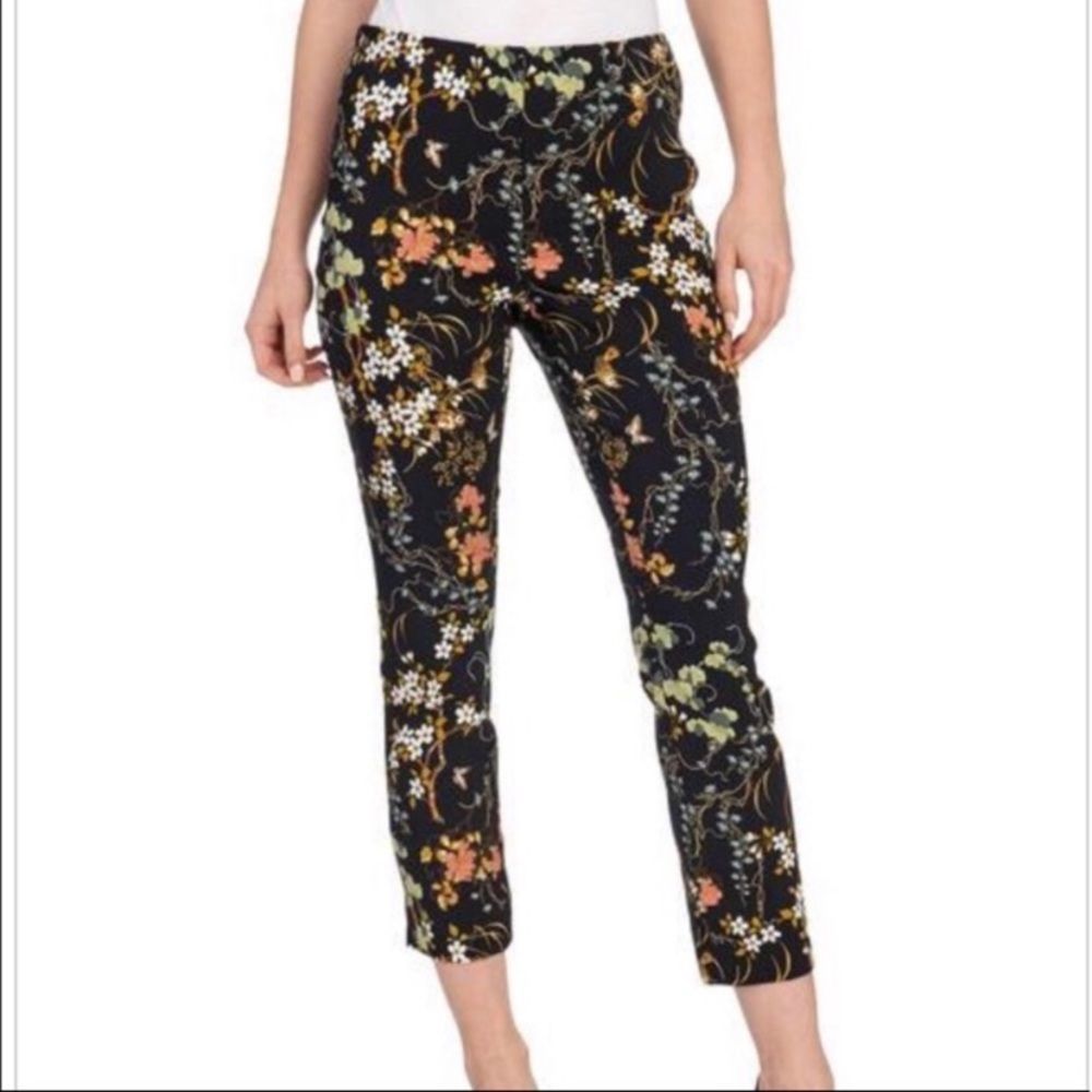 Jules & Leopold Wm’s Sz Med Black Floral Casual Ankle Pants